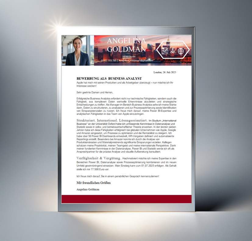 Cover letter template 2 (German)